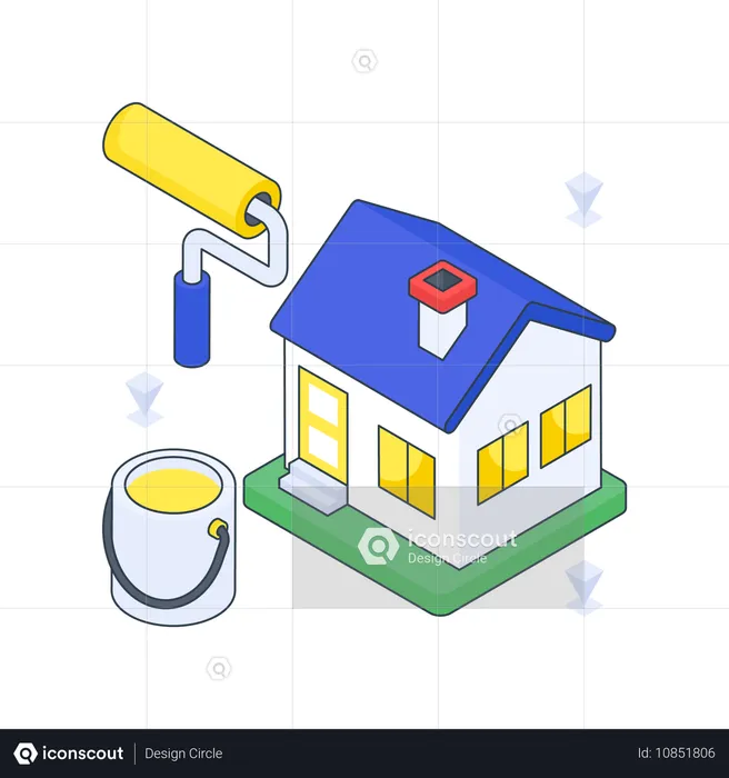 Hausrenovierung oder Hausanstrich  Illustration