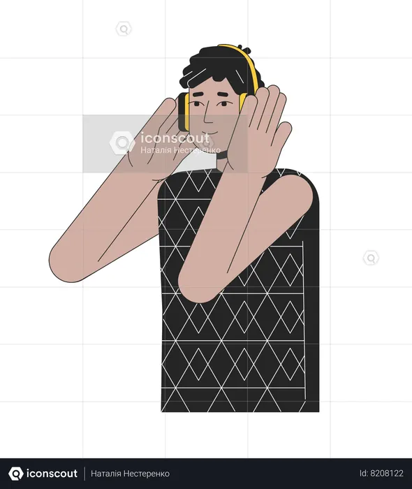 Headphones hispanic guy  Illustration