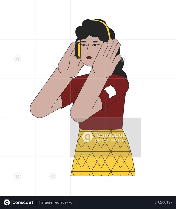 Headphones lady latin american  Illustration