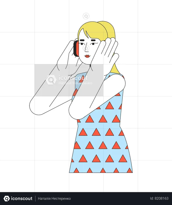 Headphones woman blonde  Illustration