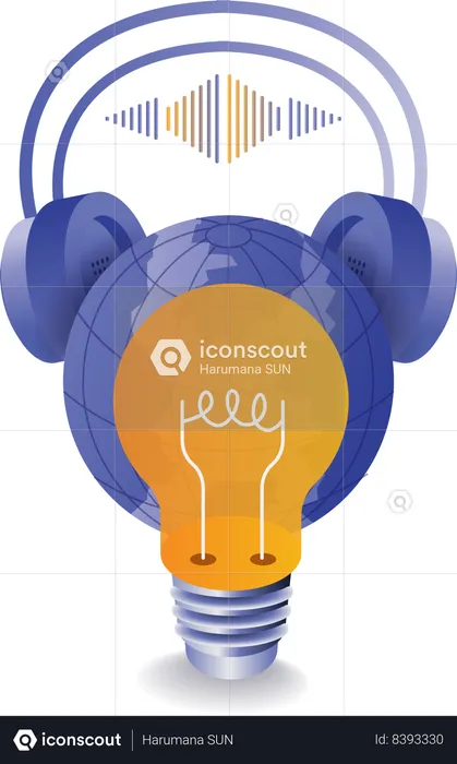 Headset listening idea  Illustration