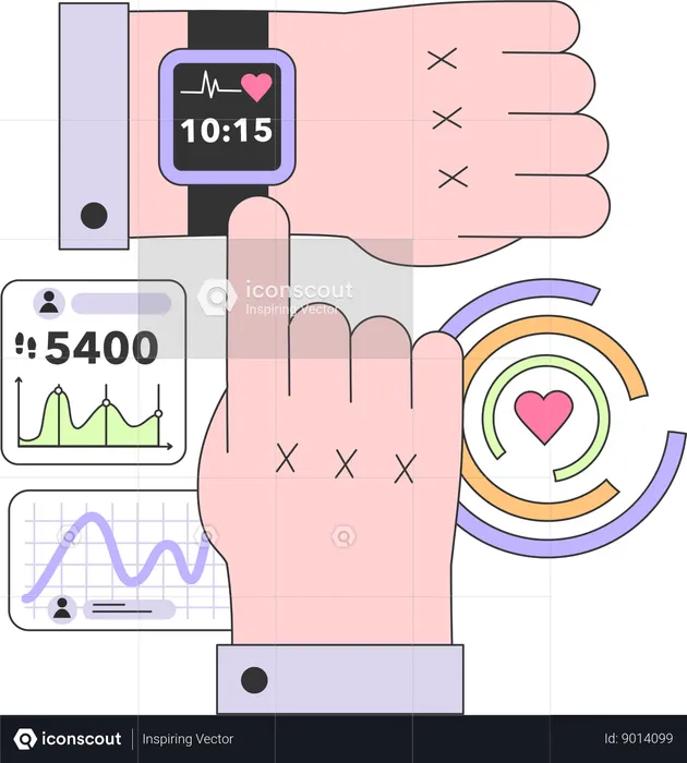 Health care analysis on wirst watch  Illustration