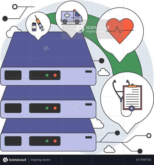 Healthcare data server  Illustration