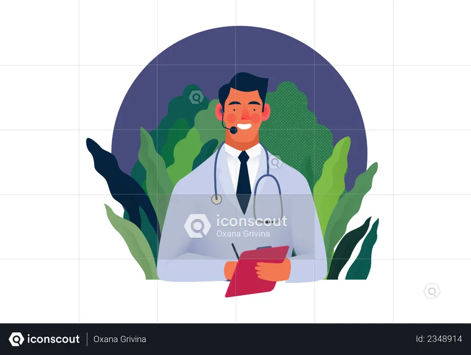Healthcare insurance executive providing customer support  Illustration