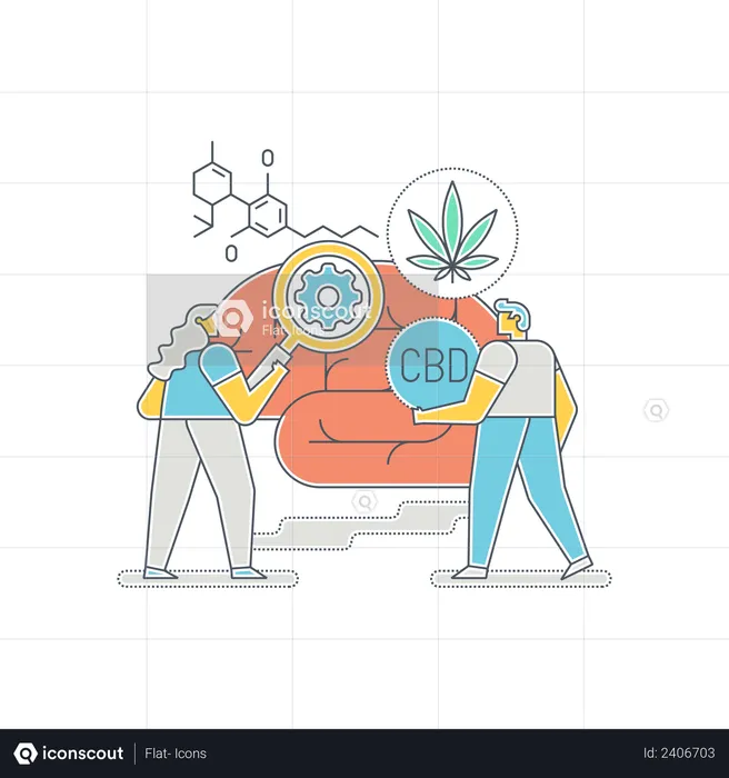 Healthcare persons using cannabidiol in treatment  Illustration
