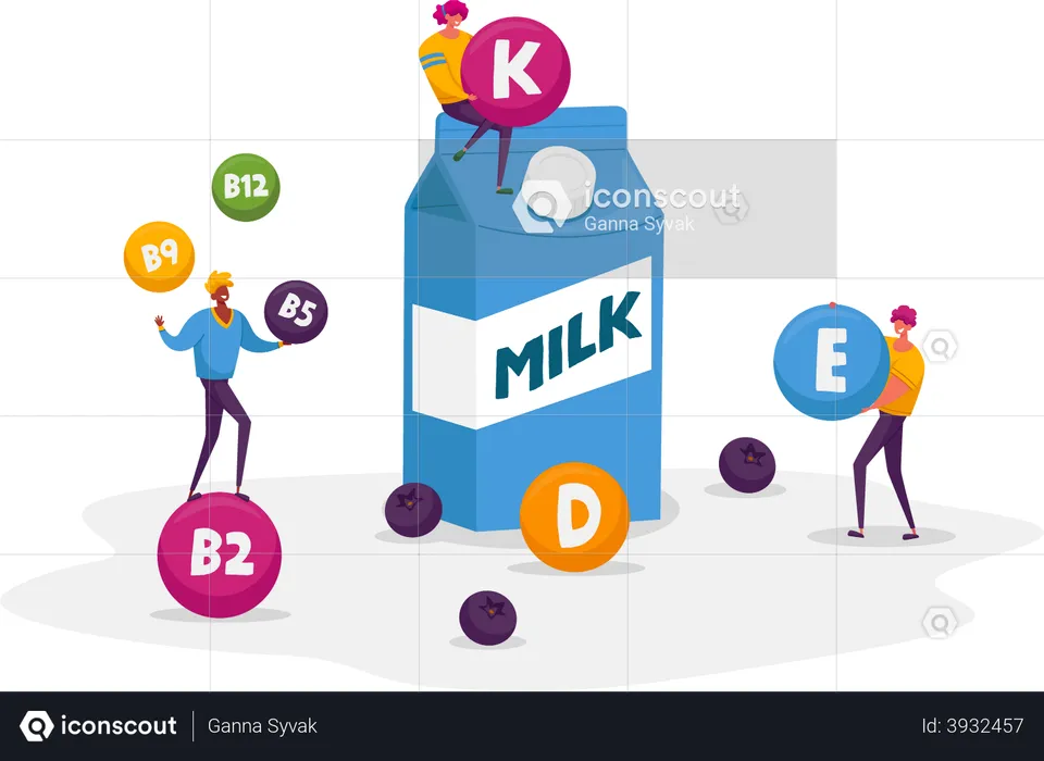Healthy Dairy Production and Farm Drink Fortified Nutrition  Illustration