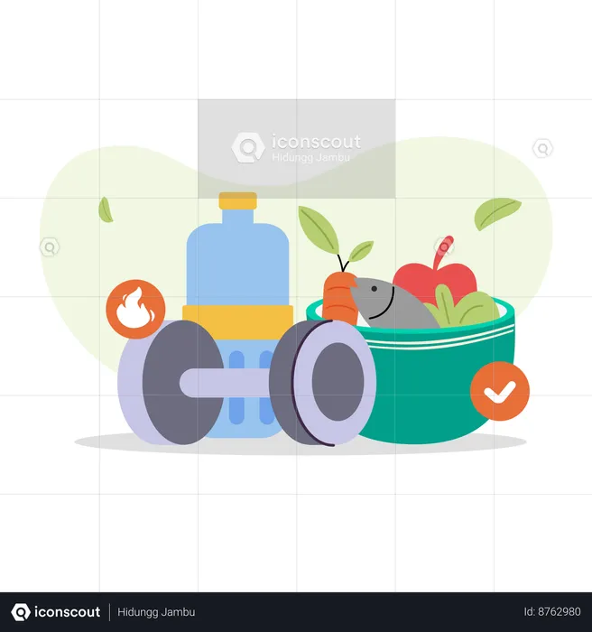Healthy lifestyle and healthy food  Illustration