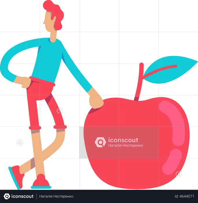 Healthy man with apple  Illustration