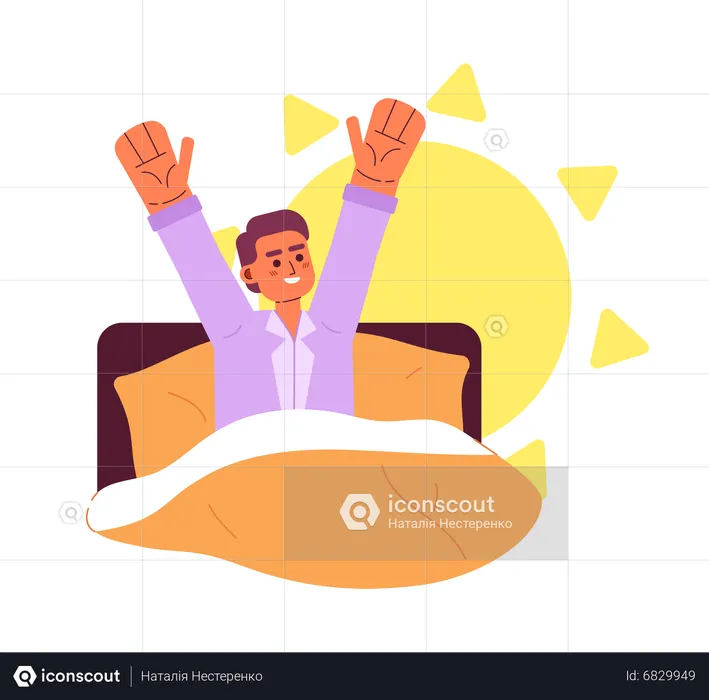 Healthy wake up routine flat concept vector spot illustration  Illustration
