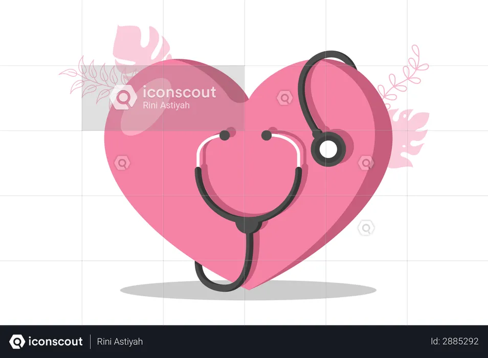 Heart and stethoscope  Illustration
