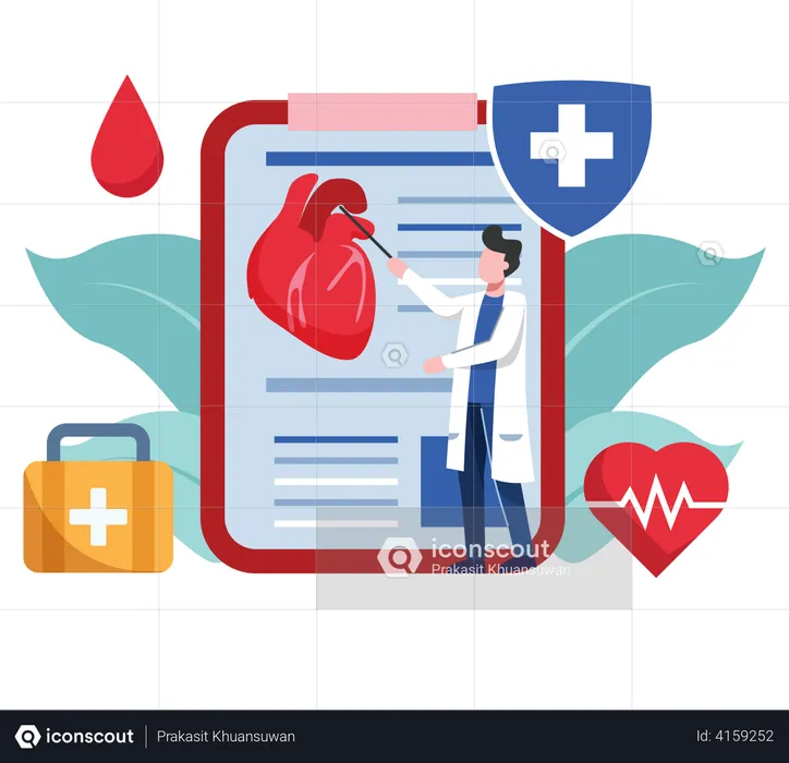 Heart checkup report  Illustration