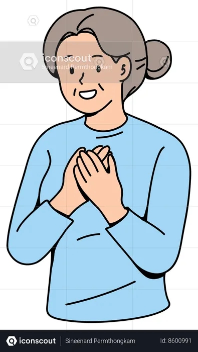 Heart Touching elderly woman  Illustration