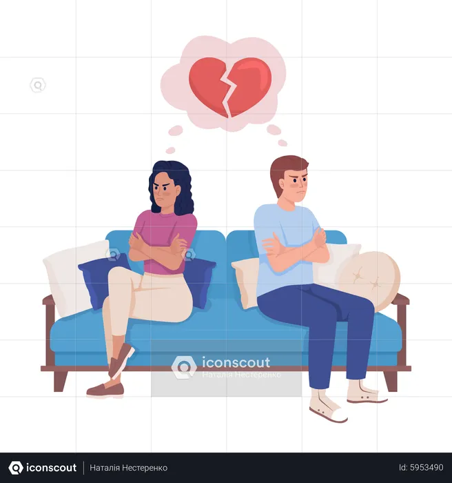 Heartbroken couple  Illustration