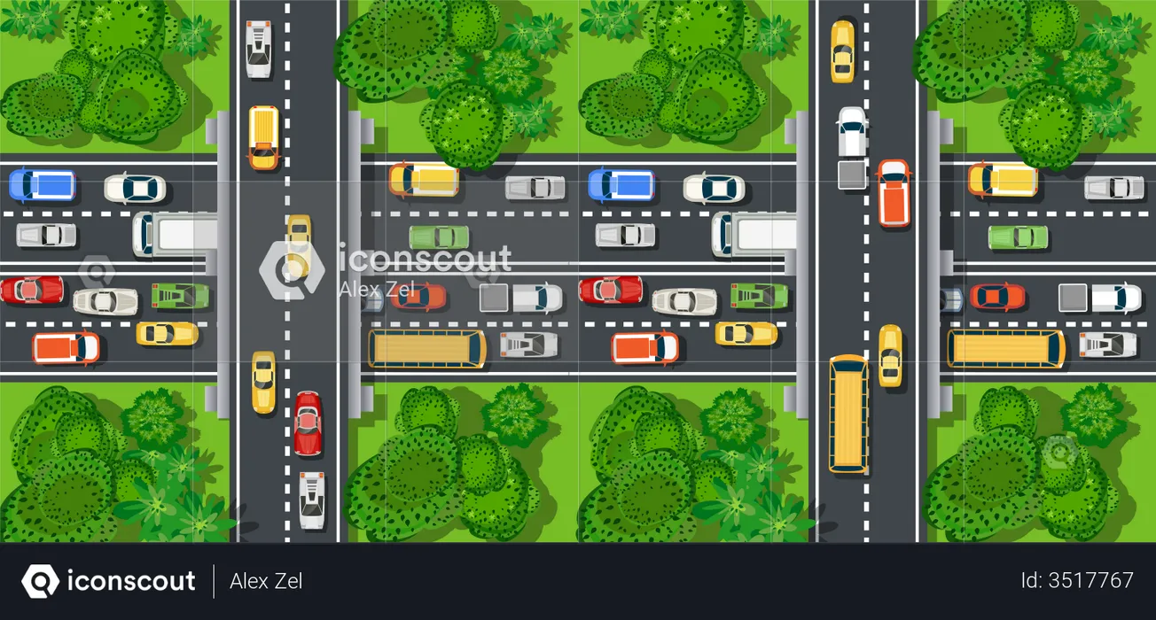 Heavy traffic jam  Illustration