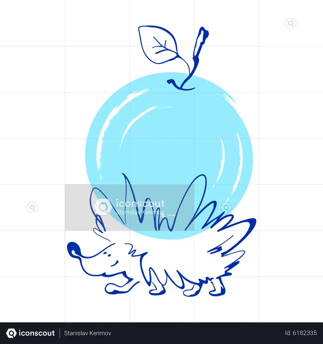 Hedgehog with apple  Illustration