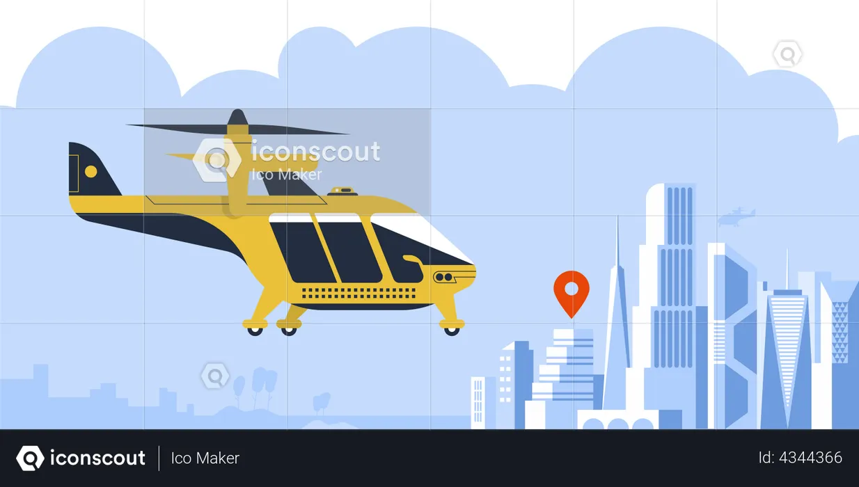 Helicopter landing on helipad  Illustration