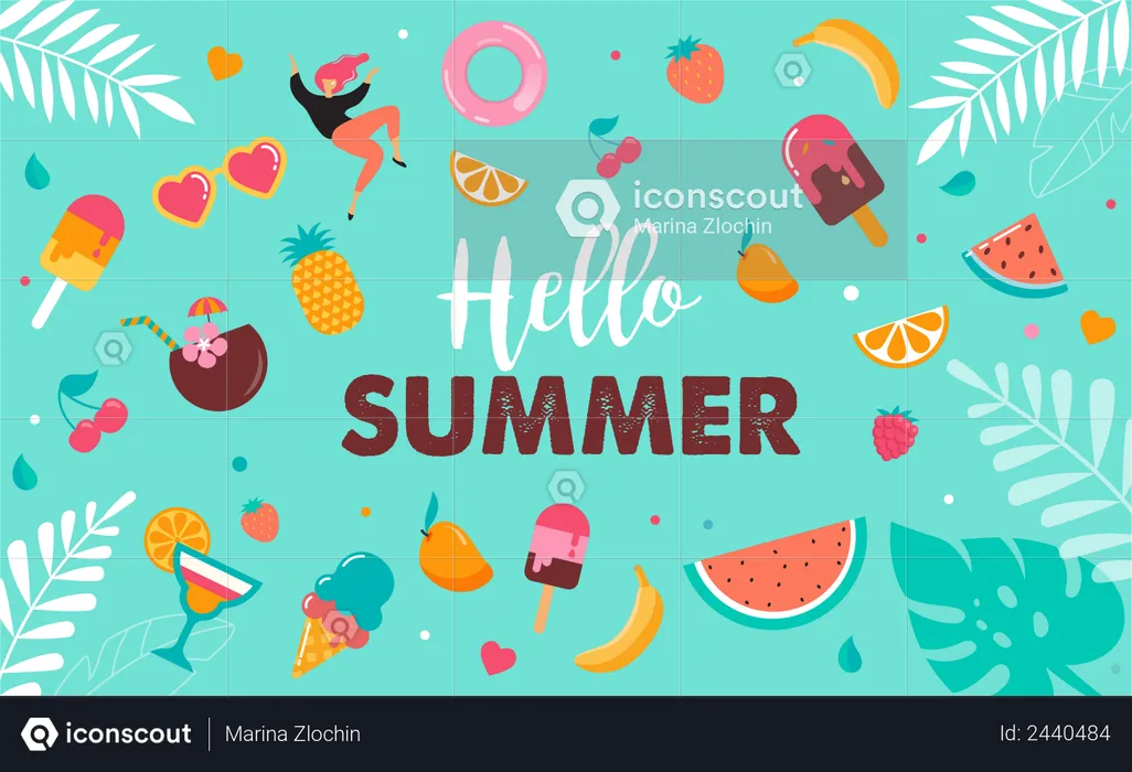 Hello summer abstract background  Illustration