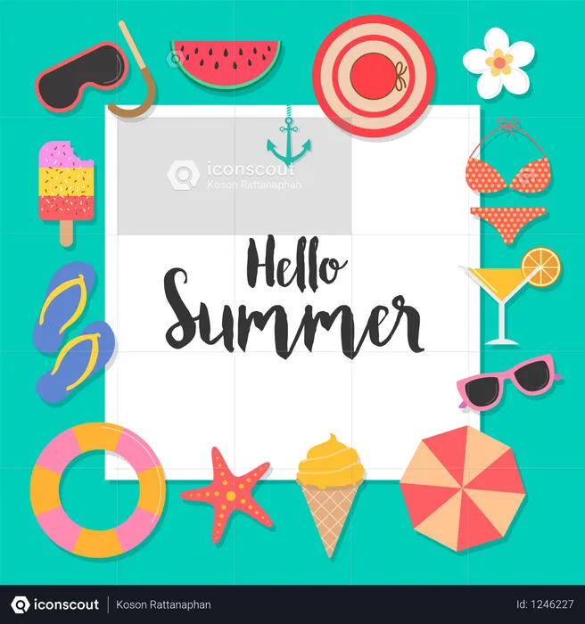 Hello Summer background Poster  Illustration