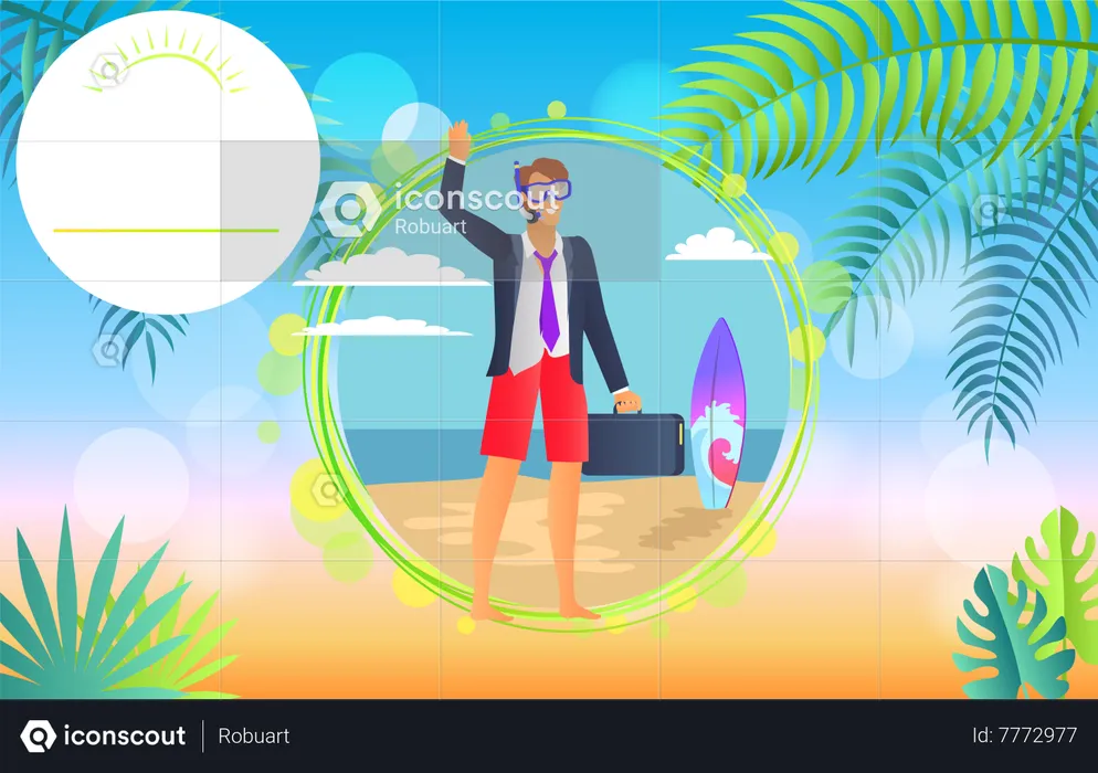 Hello Summer Businessman  Illustration