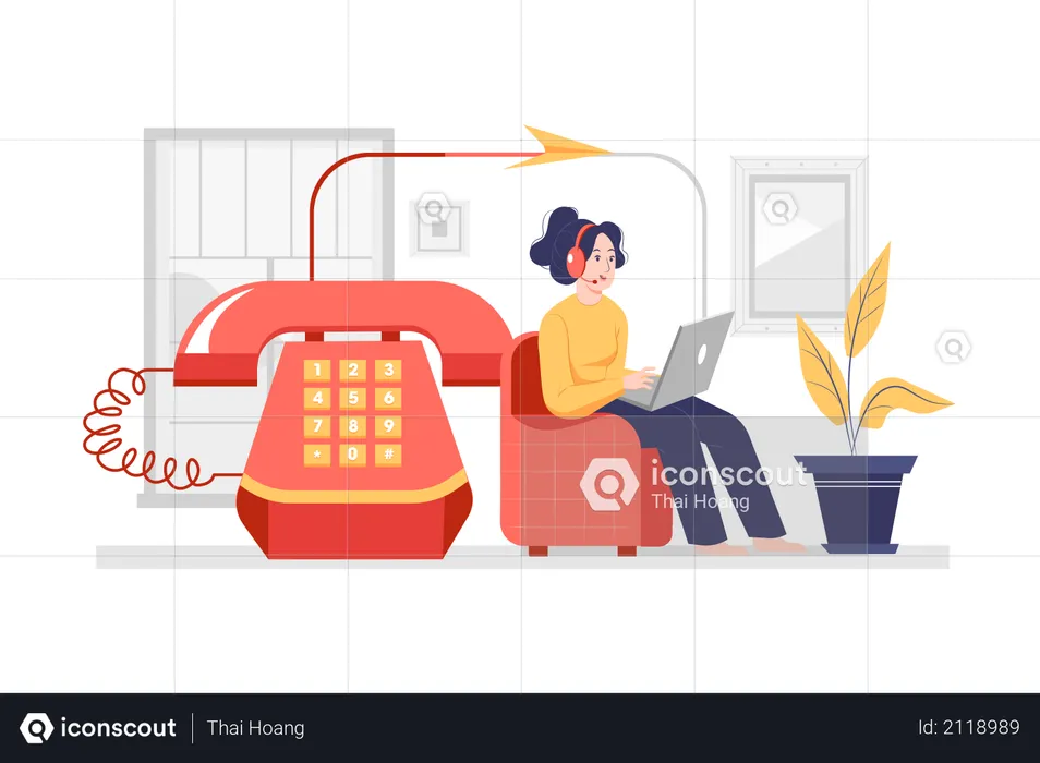 Helpful call service from home  Illustration