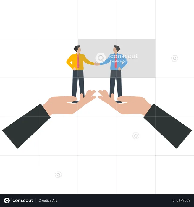 Helping two businessmen to facilitate cooperation and reach agreements  Illustration