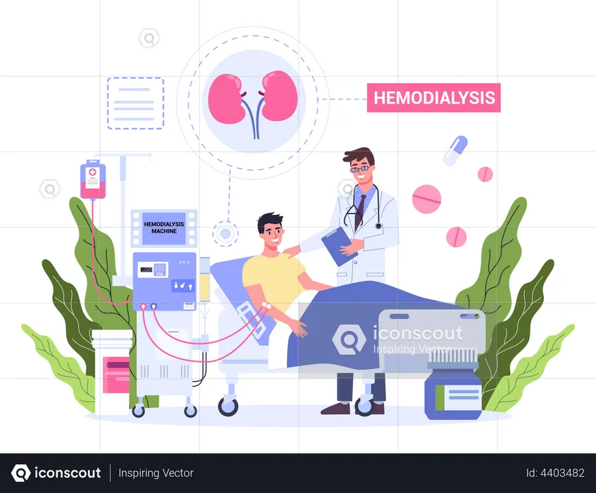 Hemodialysis for kidney treatment  Illustration