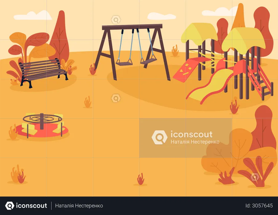 Herbstspielplatz  Illustration