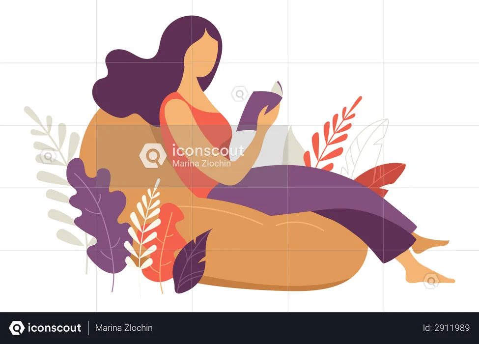 Hermosa mujer con un libro  Ilustración