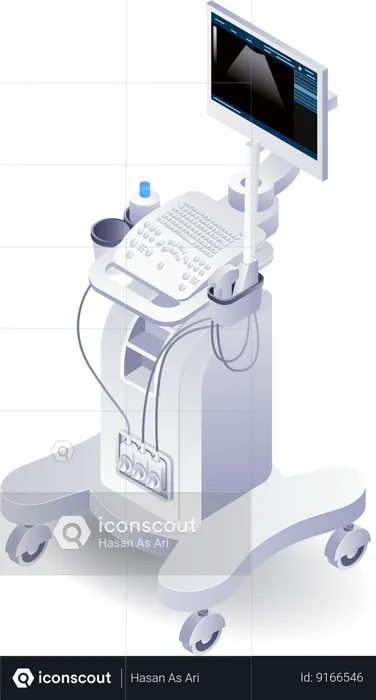 Herramientas médicas ultrasonido paciente embarazo  Ilustración