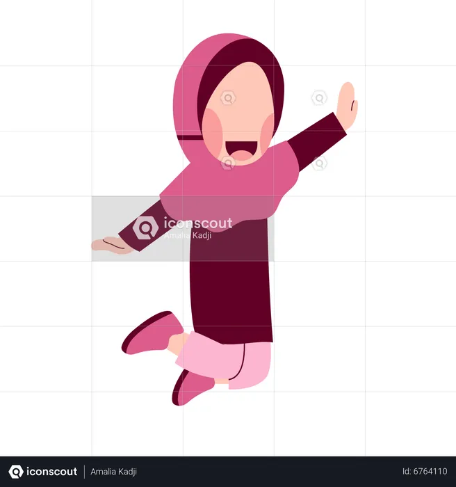 Fille heureuse avec le hijab  Illustration
