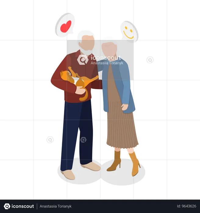 Heureux couple de personnes âgées  Illustration