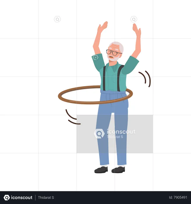Heureux homme âgé avec Hula Hoop  Illustration