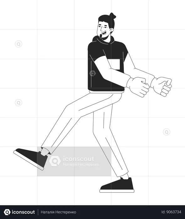 Un jeune homme heureux danse  Illustration