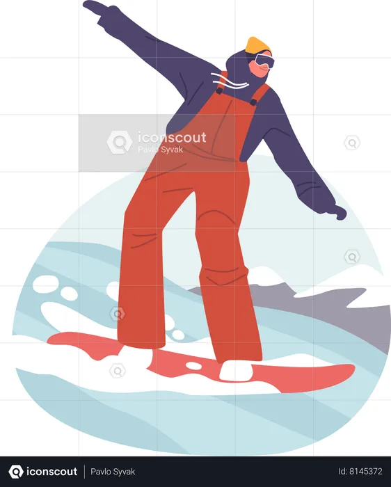 Heureux snowboarder équitation snowboard  Illustration