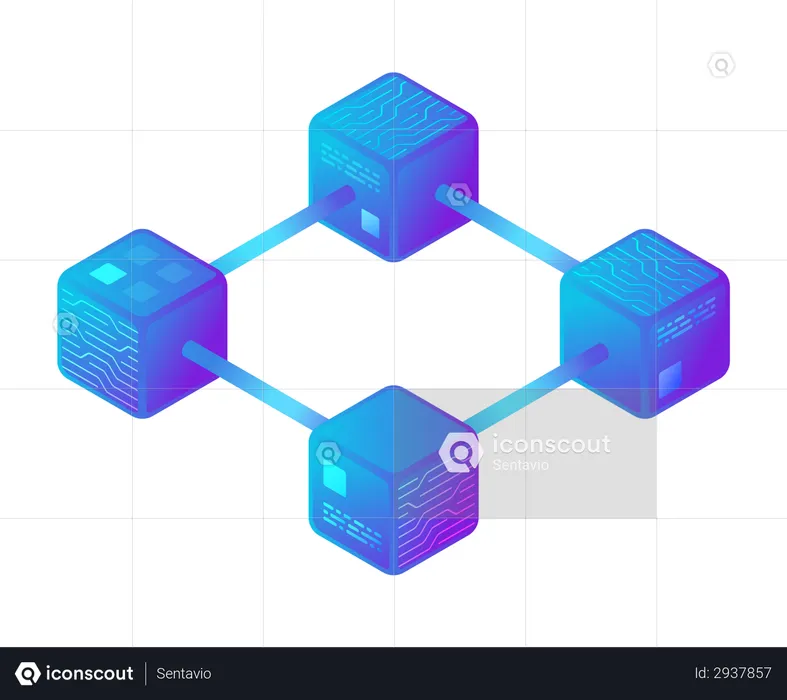 Hi-tech Block chain data structure visualisation  Illustration