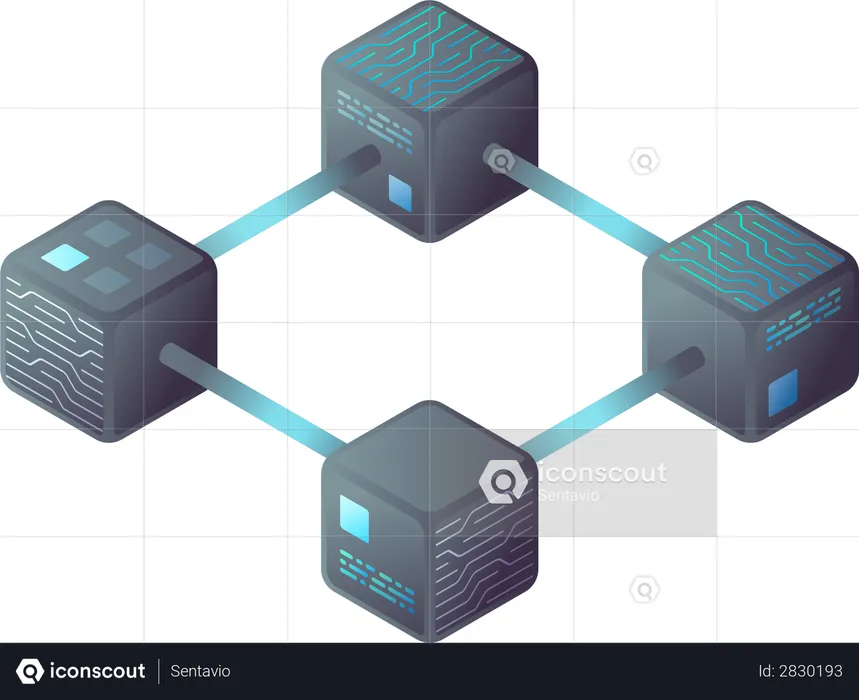 Hi tech Block chain process data structure visualization  Illustration