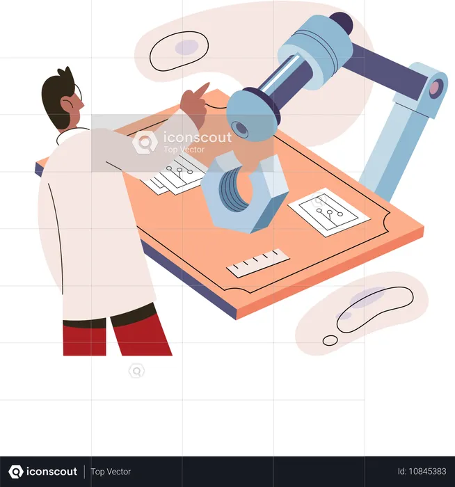 High precision automated equipment performs work  Illustration