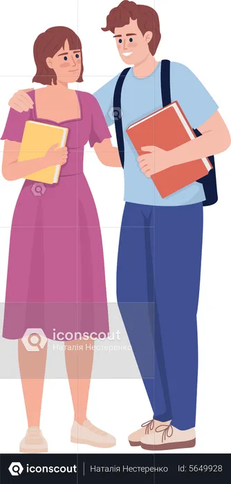 High school couple  Illustration