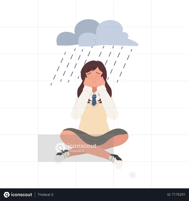 High school girl in depression  Illustration