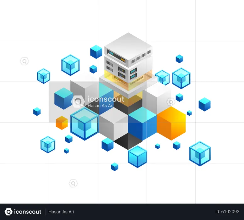 High tech server blockchain  Illustration