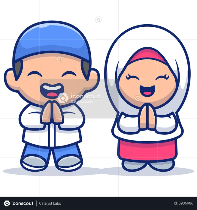 Couple hijab priant  Illustration