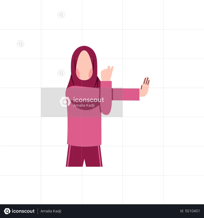 Dama hijab estirándose  Ilustración