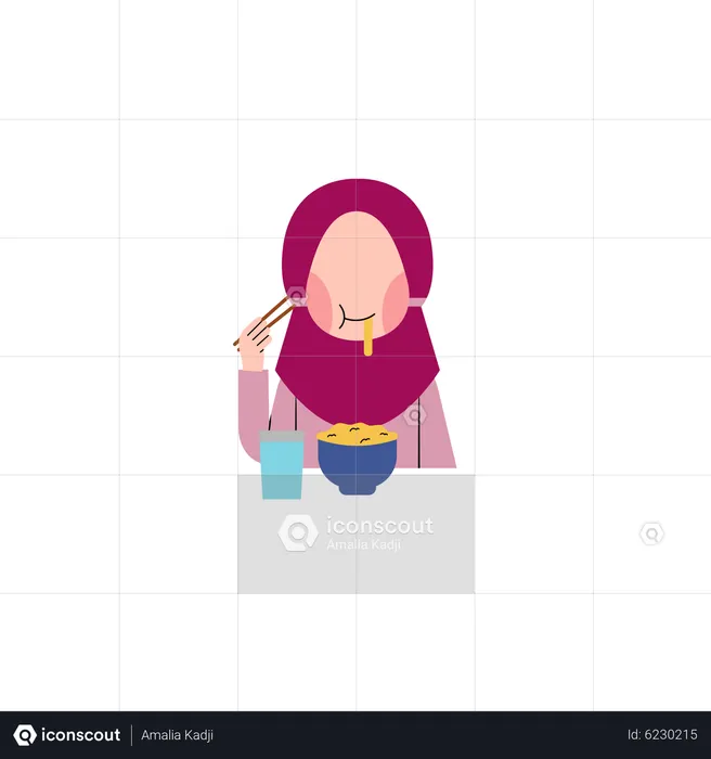 Enfant hijab mangeant  Illustration