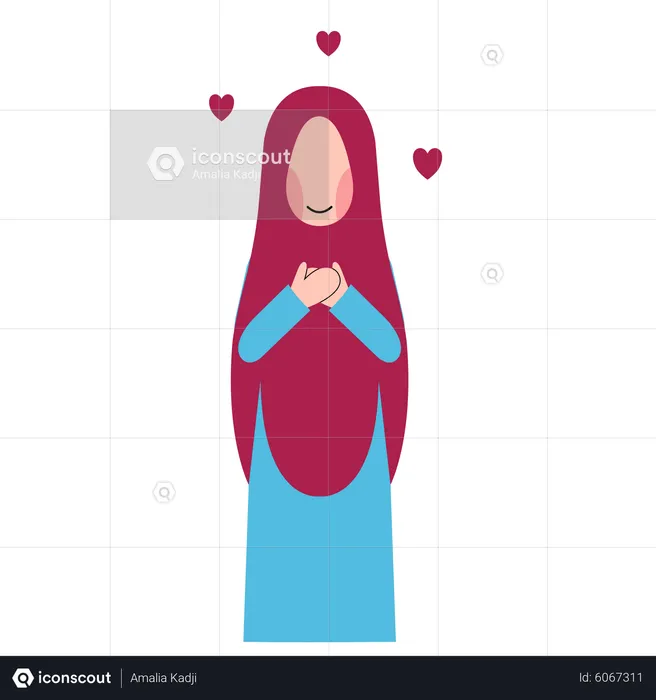 Femme Hijab Pour L'Amour De Soi  Illustration