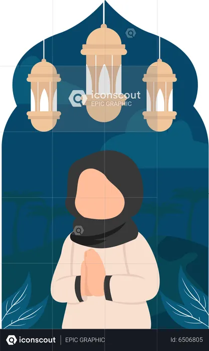 Fille hijab faisant namaz  Illustration