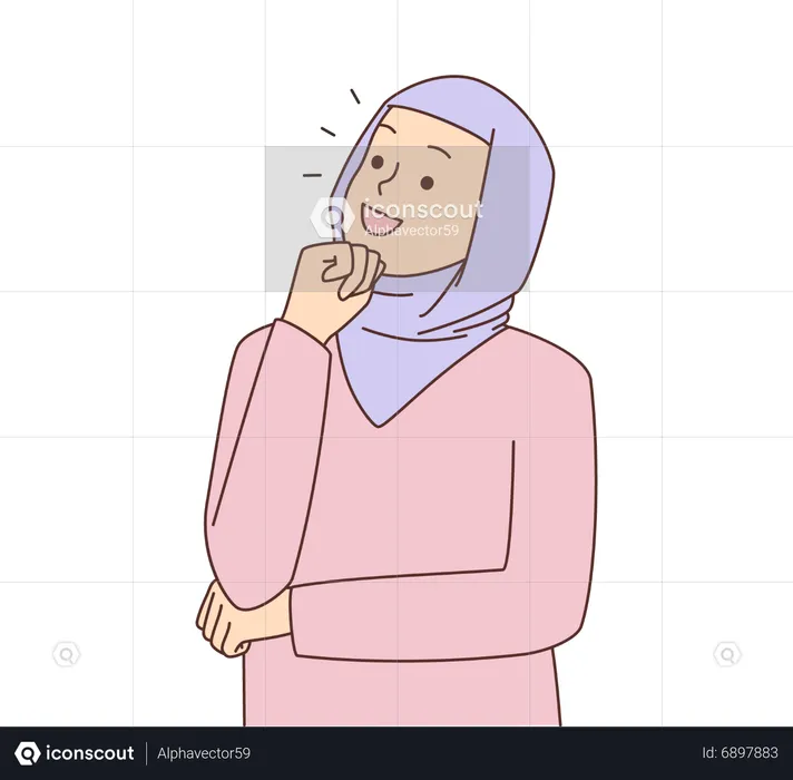 Fille hijab pensant à quelque chose  Illustration