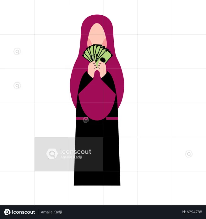 Hijab-Frau mit Geld  Illustration