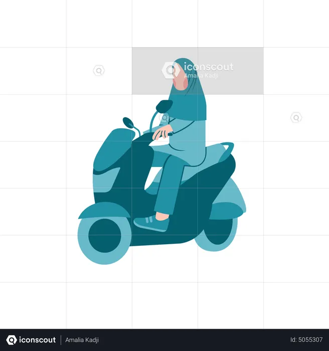 Hijab Frau auf Motorrad  Illustration