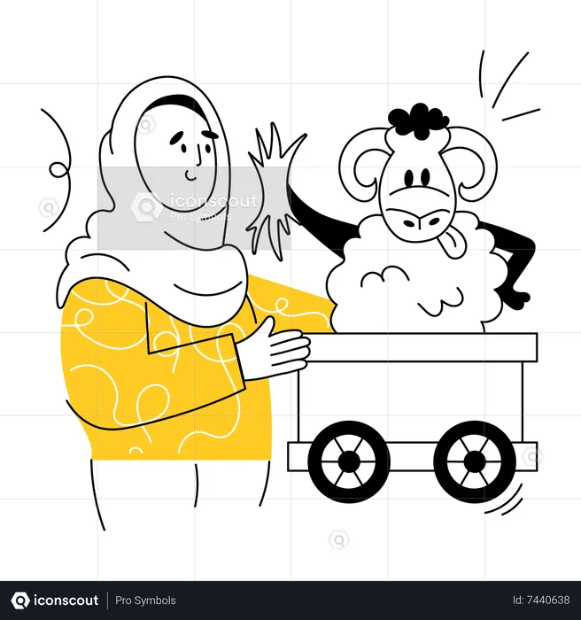 Hijab girl Carrying Animal  Illustration