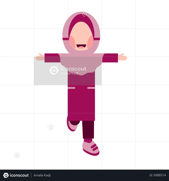 Garota hijab correndo  Ilustração
